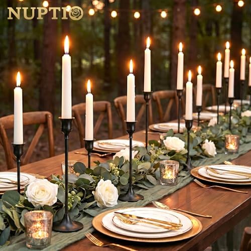 NUPTIO Black Candle Holder for Halloween: Aluminum Taper Candleholders