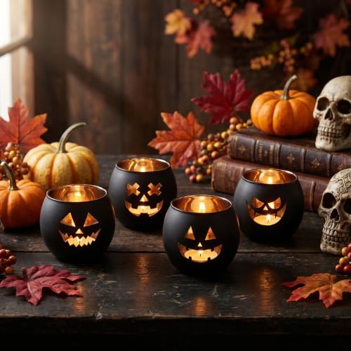Halloween Tea Light Candle Holders Set of 6, Votive Candle Holders