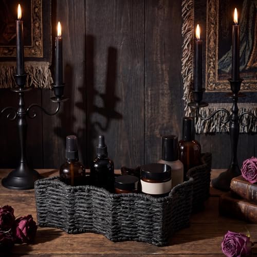 Gothic Bathroom Decor Bat Black Bat Basket Woven Paper Rope Halloween Tray