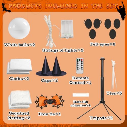 AYGXU 2pcs Halloween Decorations Indoor,Ghost Decor with String Lights Remote Control,Halloween Party