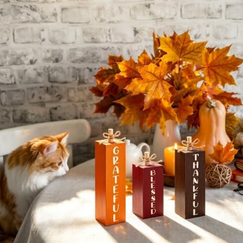 Redbaker 3 Pcs Fall Decorations for Home, Fall Centerpieces for Table