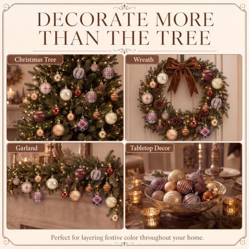 48 Pcs Christmas Ball Ornament 1.6'' 2.4'' Brown Tree Decoration