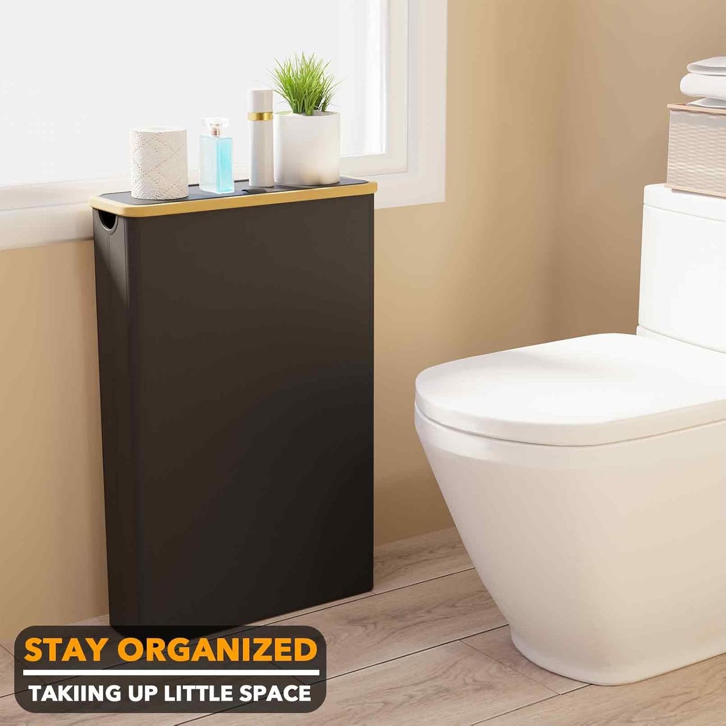 SpaceAid Extra Large Toilet Paper Storage with Lid, Hold up to 24 Regular Rolls or 18 Mega Rolls, Slim Toilet Paper