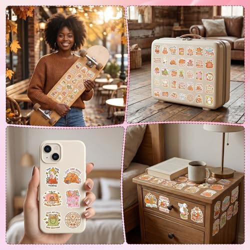 100 Pcs Fall Bookish Stickers for Adult, Vinyl Pumpkin Decals