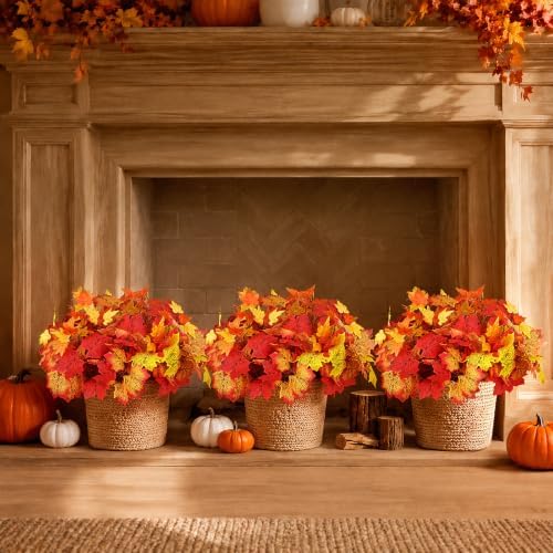 12 Pcs Fall Leaves Stems, 14.9'' Artificial Maple Leaves Branches