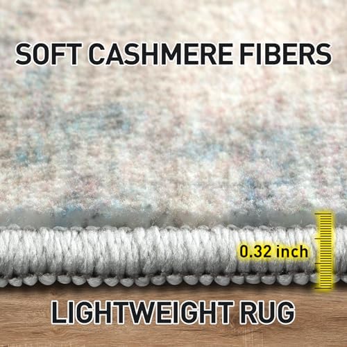 10x14 Area Rugs for Living Room: Washable Abstract Multi Color Carpet