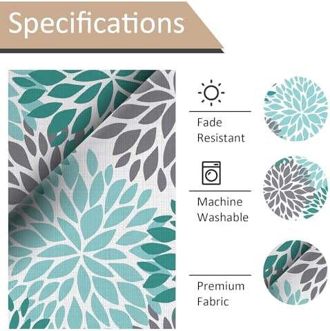 Niviy Green Table Runner 108 inches Long Dahlia Pinnata Flower Pattern Spring Summer Seasonal Kitchen Dining Green Table Decoration for Indoor Outdoor Home Party Decor (13 x 108 inch)