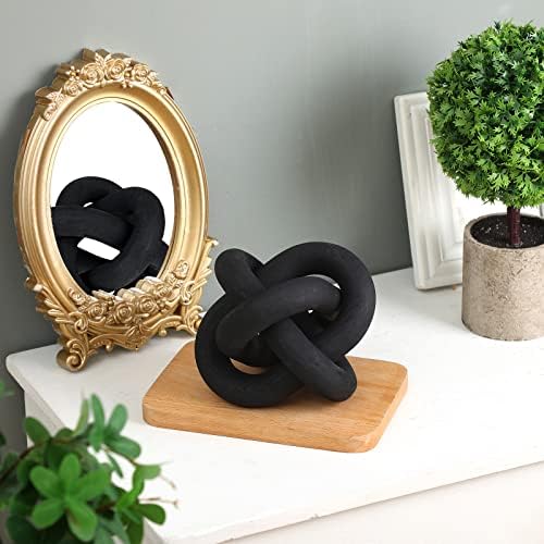 Yalikop 3 Link Wood Knot Decor Rustic Table Shelf Accents, Black