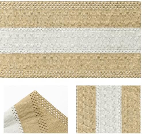 Artoid Mode Burlap Brown Farmhouse Woven Table Runner 12x72 Inch