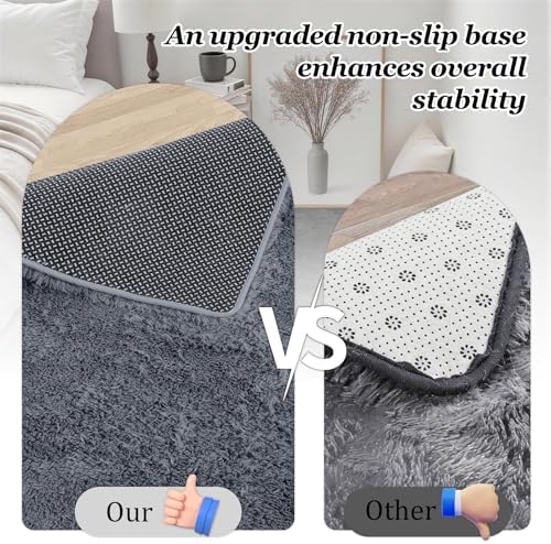 Area Rug Living Room Bedroom: 4x6 Fluffy Plush Shag Carpet Grey