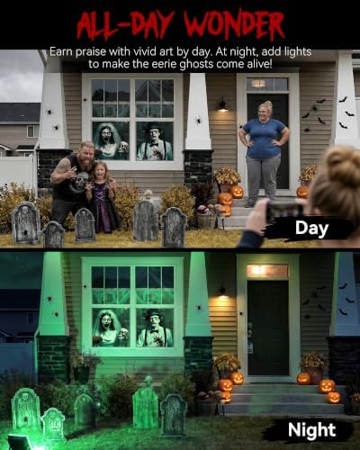 2pcs Halloween Window Cover Decor, Scary Ghost Curtain Outdoor
