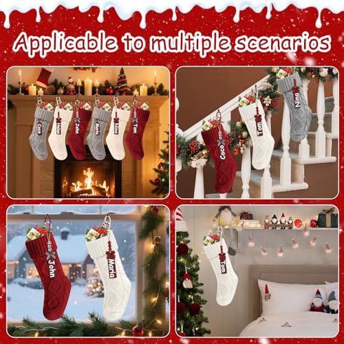 Christmas Stockings 18 Inches,Long Knitted Stocking with Name Tags