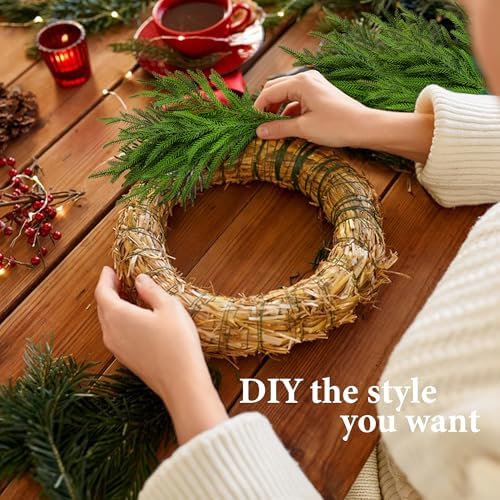 Purple Star 20 Pcs Christmas Norfolk Pine Branches, 19" Extra Length Artificial Xmas Branches Plants Pine Needles, Fake Greenery Norfolk Pines Stems Sprigs for DIY Craft Garland Home Garden Decor