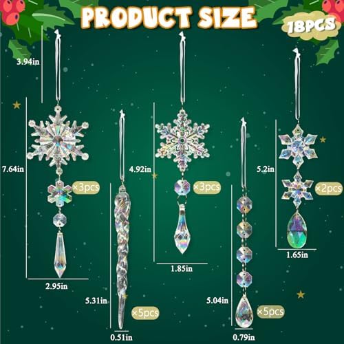 Crystal Ornaments for Christmas Tree Winter Wonderland Decorations