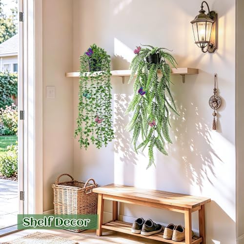 Der Rose 4 Pcs Fake Hanging Plants with Butterflies for Shelf Wall Decor