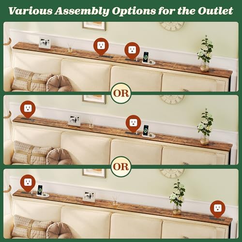 SUPERJARE 102.4 inch Narrow Behind Couch Table with Charging Stations