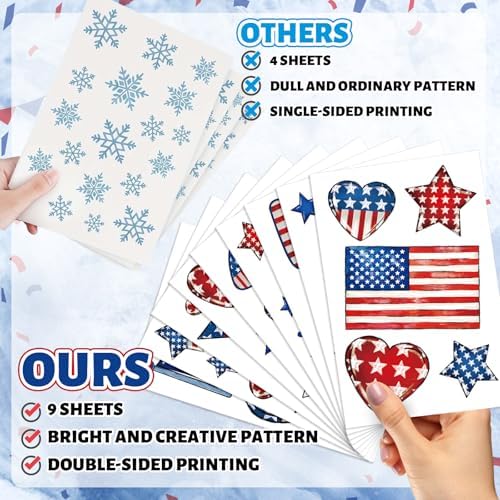 Whaline 9 Sheets Happy 4th of July Window Cling Stickers Patriotic Star American Flag Window Decals Independence Day Reusable Glass Decoration for Party Home Office Classroom