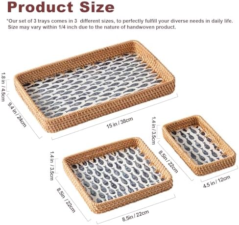 Coastal Wicker Serving Tray / Fish / Natural / Set of 3
