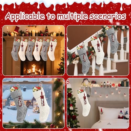 Christmas Stockings 18 Inches,Long Knitted Stocking with Name Tags