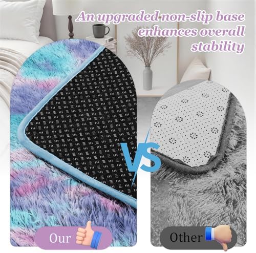 Area Rug Living Room Bedroom: 5x7 Fluffy Plush Shag Carpet Rainbow