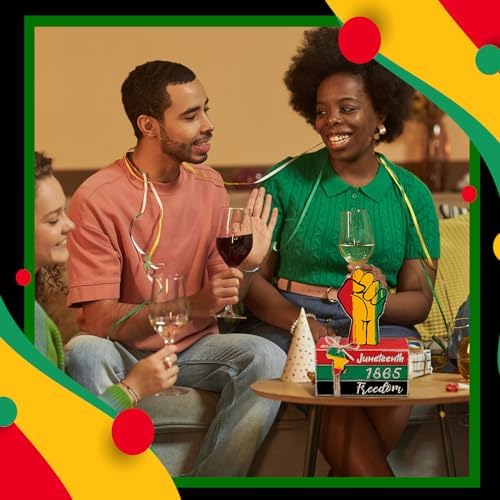 4 Pcs Juneteenth Decorations Juneteenth Tiered Tray Decoration Juneteenth Wood Signs Rustic 1865 Freedom Black American Block Decor for Farmhouse Table Home Tabletop Bookshelf Decorations