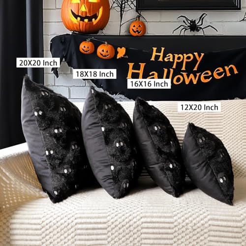 Halloween Pillow Covers 18x18 Set of 2 Black Ghost Farmhouse Home Decor