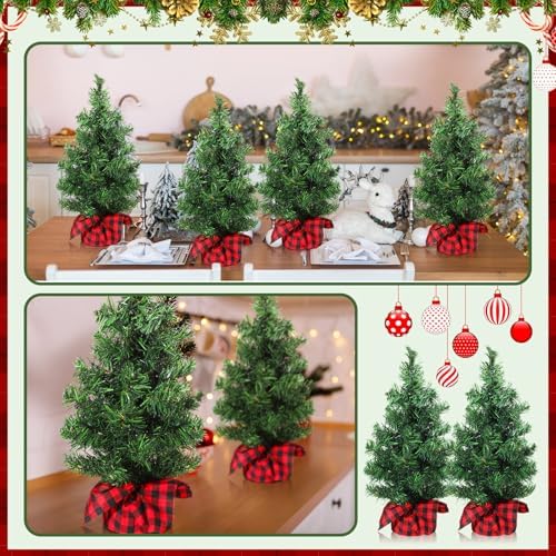Ceenna 12 Pcs Mini Artificial Christmas Trees Tabletop Unlit,15.75 Inch