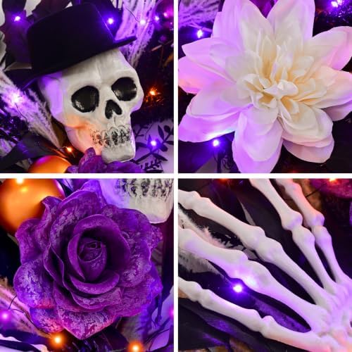 Waipfaru 2Pcs 24 Inch Halloween Wreath for Front Door Halloween Door Wreath