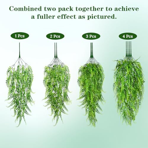 Waipfaru 8Pcs Fake Ferns Fake Hanging Plants Artificial Ferns Vine Greenery