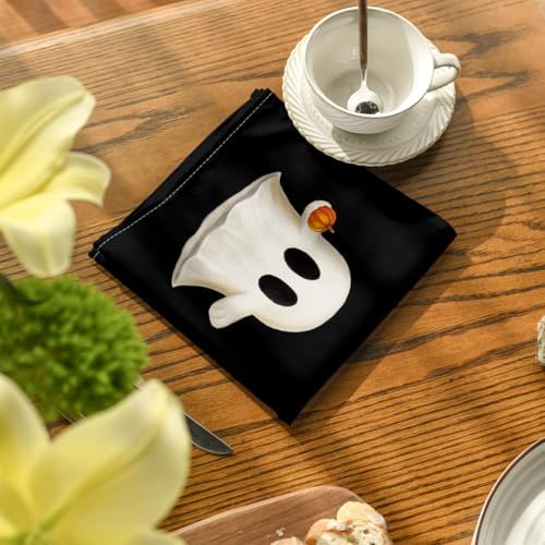 Horaldaily Halloween Cloth Napkins, Dots Pumpkin Ghost Napkins Set of 8