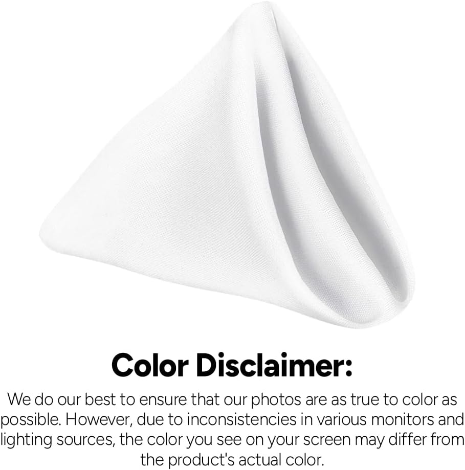 White Cloth Napkins Bulk (Pack of 24) - 100% Polyester Dinner Linen Napkins Cloth Washable & Reusable - Durable with