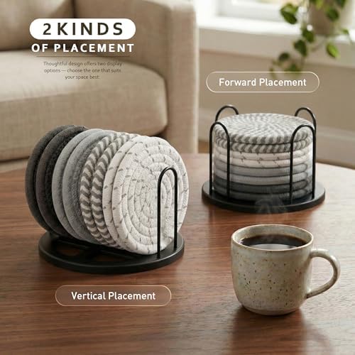 Lazebox Coasters Set of 8 for Drinks, 4 Inch Large Coasters for Coffee Table, Tabletop Protection for Hot & Cold
