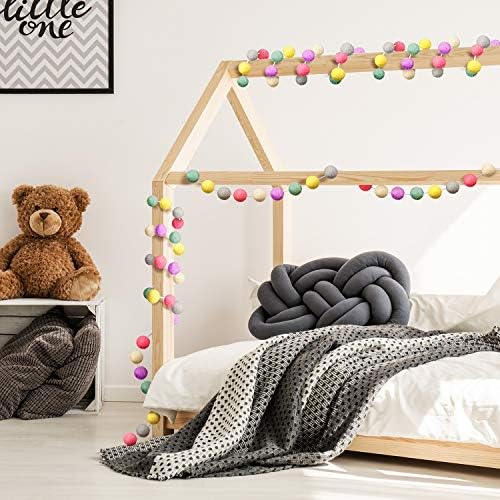 WILLBOND 2 Pc 6.5 ft Wool Felt Pom Ball Garland,Novel Colors