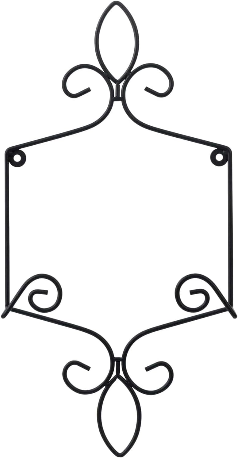MyGift 9-13 Inch Black Metal Wall Plate Hanger Decorative Display Rack | Adjustable Size Range, Scrollwork Metal