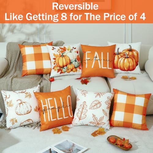 TOYPOPOR Fall Pillow Covers 16x16 4Pcs Double‑Sided Print Autumn Home Decor