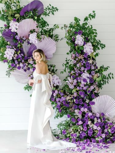 MACTING 30PCS Purple Artificial Roses with Stems, Real Touch Foam Flowers