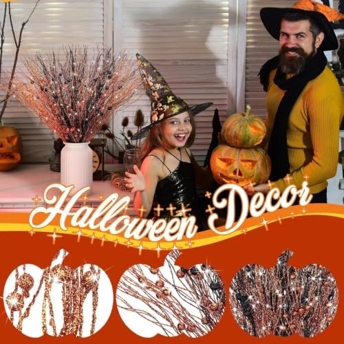 Giegxin 32 Pack Halloween Centerpiece Decor Black Orange Stem Picks