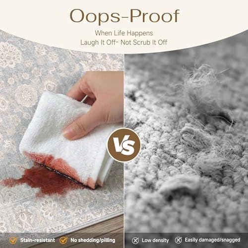 6x6 Blue Cream Neutral Round Rug