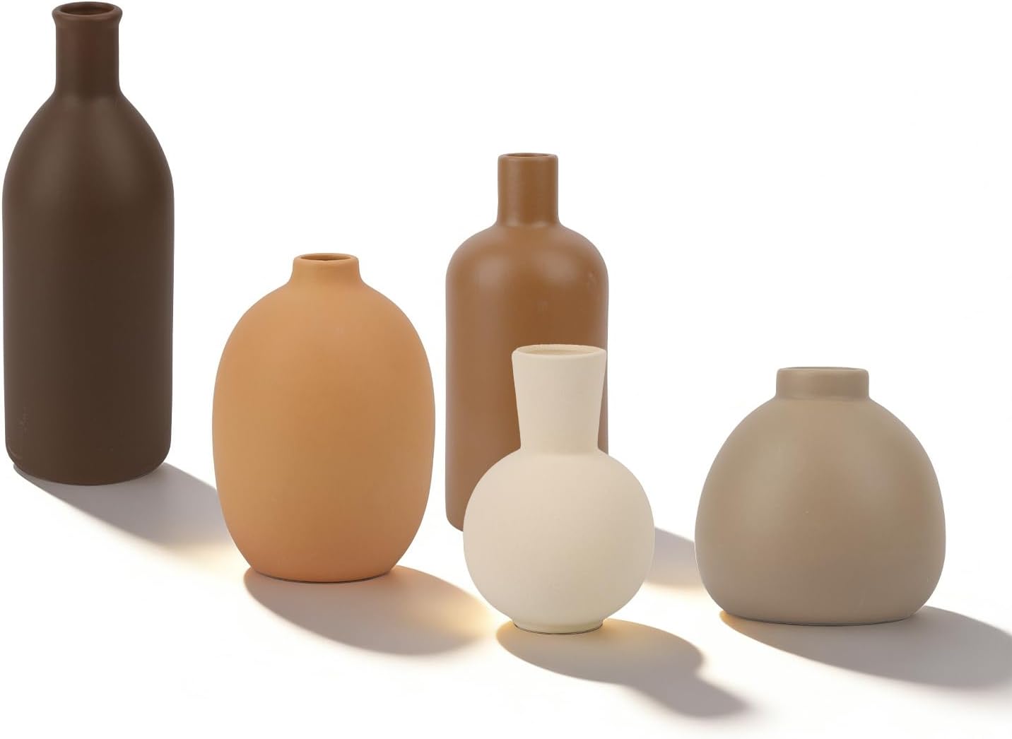 Ceramic Vase / Modern Farmhouse Boho Pottery Vases / Set of 5