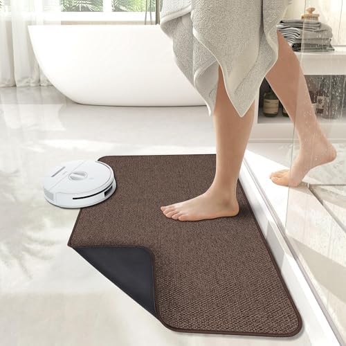 Bath Mat,Ultra Thin Bathroom Rugs,Rubber Bath Mats for Bathroom,No Slip Bath Rugs,Quick Dry,Machine Washable,Low