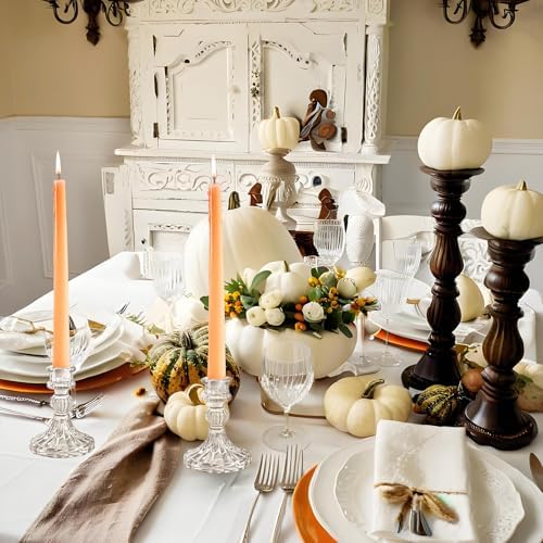 Glass Candlestick Holders, Clear Taper Candle Holders, Set of 6
