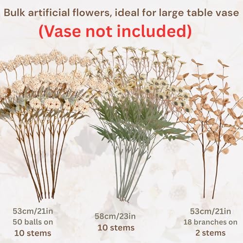 Beige Silk Flower Arrangements Decor, Large Floral Centerpieces For Tables