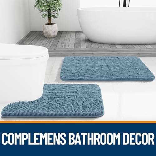 OLANLY Toilet Rugs U-Shaped 24x20, Soft Absorbent Chenille Contour Rugs