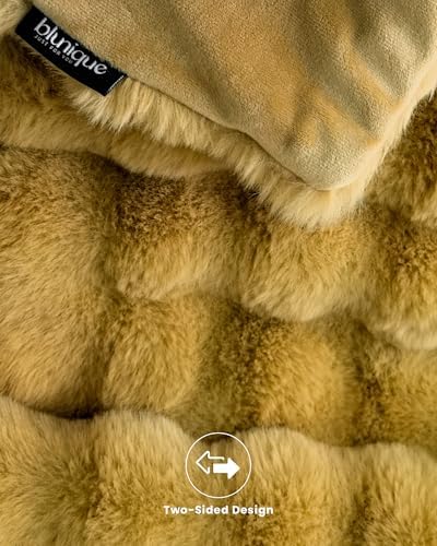 Ultra Soft Cozy Faux Fur Throw Blanket, Fuzzy Plush Thick Bubble Blanket, Oversize Luxury Fluffy Blanket for Couch