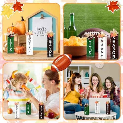 Redbaker 3 Pcs Football Fall Decor, Football Wooden Centerpieces for Table