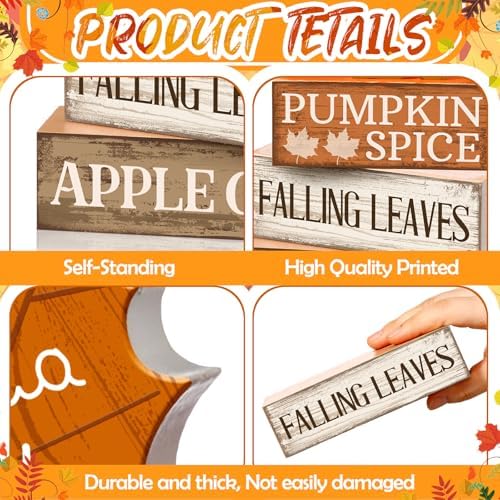 Moucuny 4 Pcs Fall Decor Wooden Maple Leaf Decoration Thanksgiving Decor