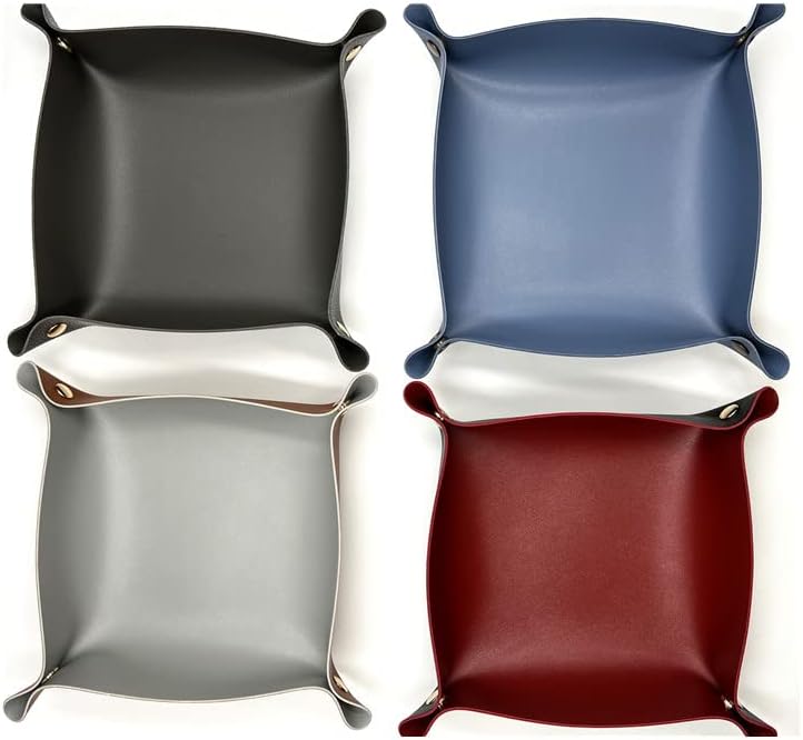 Valet Tray PU Leather Jewelry Tray for Women and Man Portable Catchall Travel Storage / Set of 4