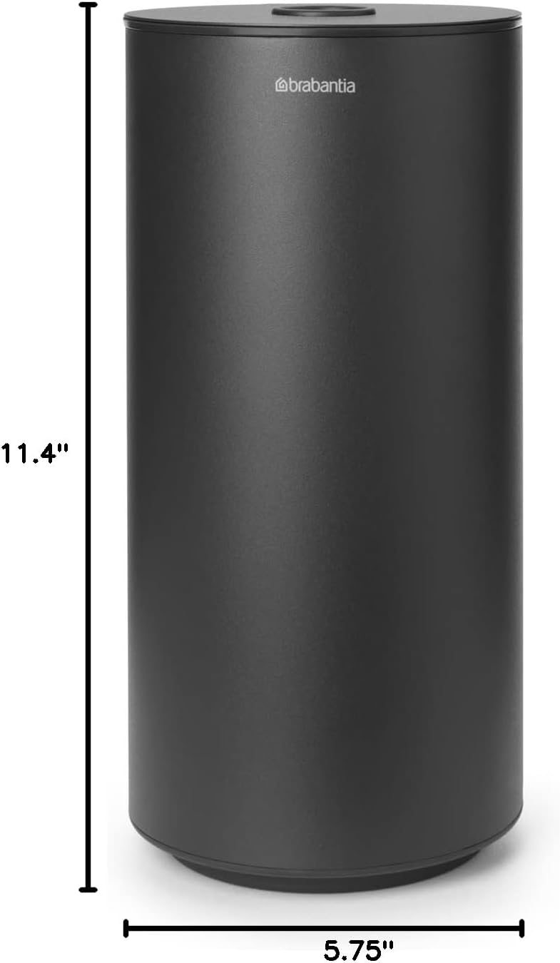 Brabantia Mindset Toilet Roll Dispenser (Mineral Infinite Gray) Anti-Rust, Discreet Bathroom Tissue Holder, 2 Spare