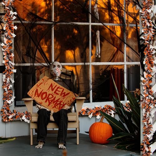Chuangdi 33 ft Halloween Garland Halloween Ghost Tinsel for Mantle