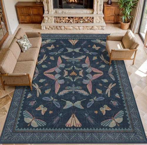 8x10 Large Farmhouse Rugs for Living Room - Unique Washable Area Rug for Bedroom, Dining Room Under Table, Boho &